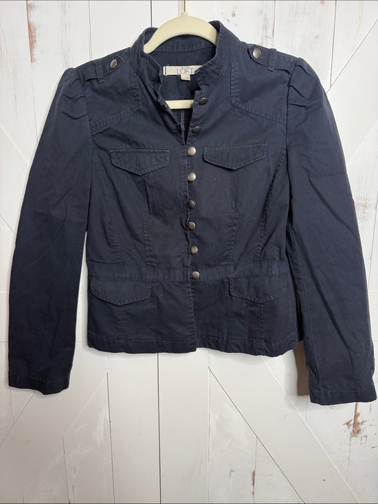 LOFT Jackets & Blazers - LOFT Navy Military-Inspired Button Front Jacket